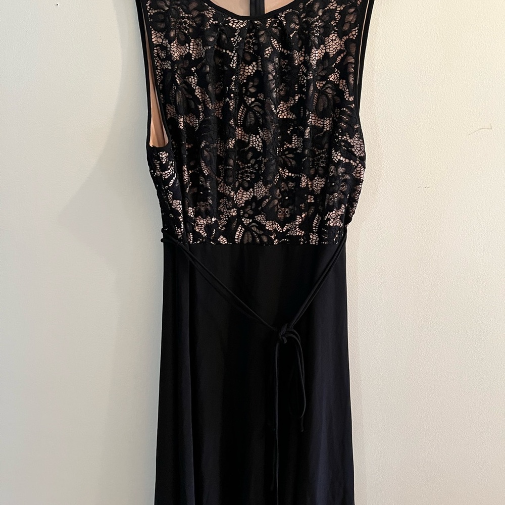 Dress Barn Black and Cream Backless Lace Dress